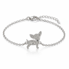Bratara fina din argint 925 rodiat cu pandantiv in forma de catelus batut in diamante CZ micropave, colectia Lasardo Gioielli.