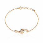 bratara din argint 925 rodiat rose gold cu cheia sol cu diamante cz albe