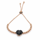 Bratara eleganta din argint 925 rose gold cu gargarita neagra din diamante CZ micropave