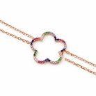 Bratara din argint 925 rose gold cu floare din diamante CZ multicolore claritate AAAAA 0,1 carate, vedere produs