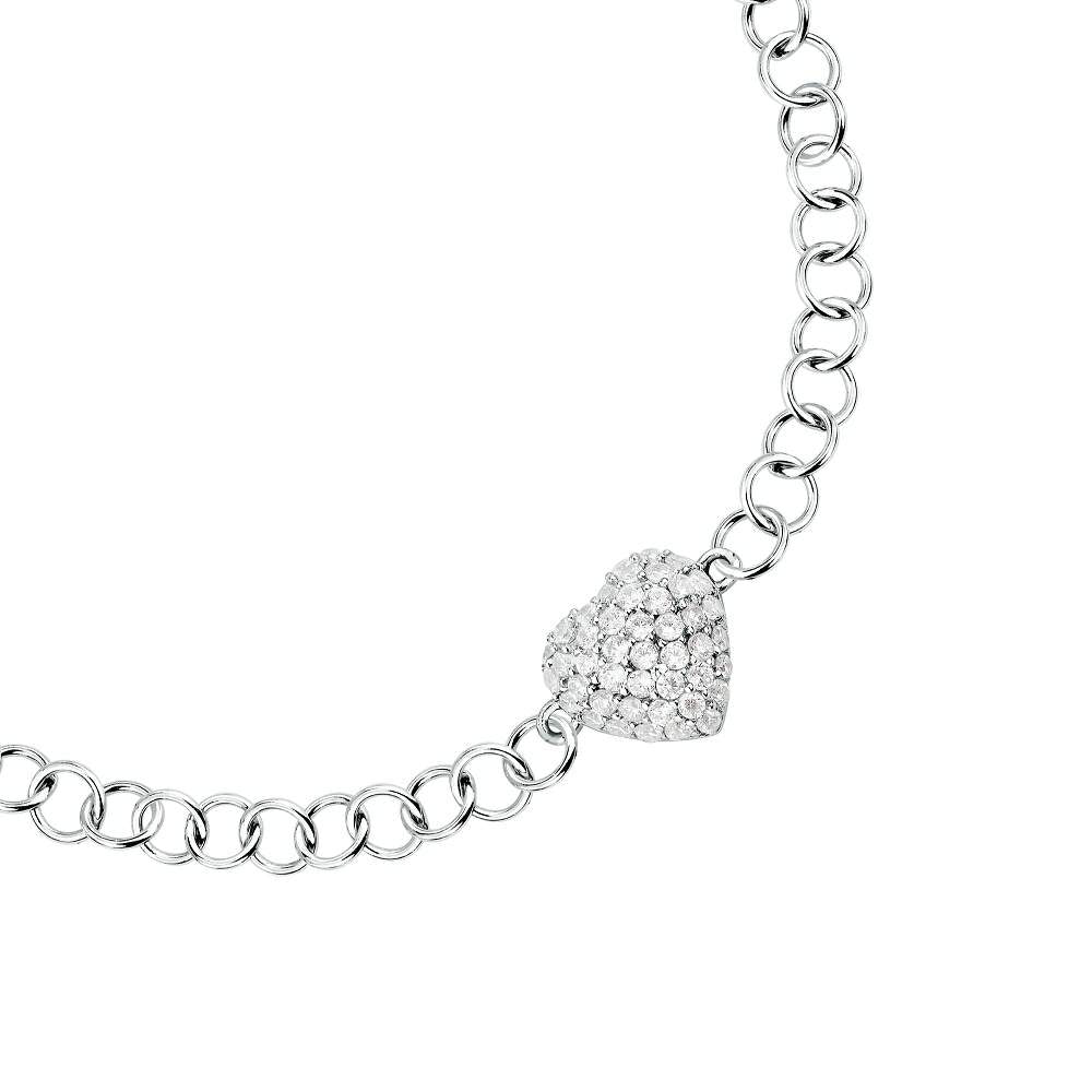 detaliu pentru Bratara Morellato Nobile din argint 925 rodiat cu inima si diamante CZ