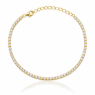 Bratara de dama tip tennis din argint 925 rodiat auriu formata dintr-un rand continuu si simetric de diamante CZ albe cu latimea de 3 mm