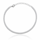  Bratara tennis din argint 925 rodiat argintiu formata dintr-un rand continuu si simetric de diamante CZ albe cu latimea de 3 mm.