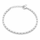 Bratara tennis din argint 925 rodiat  dispusa circular cu un sir continuu de diamante CZ albe ovale si inchizatoare carabina.