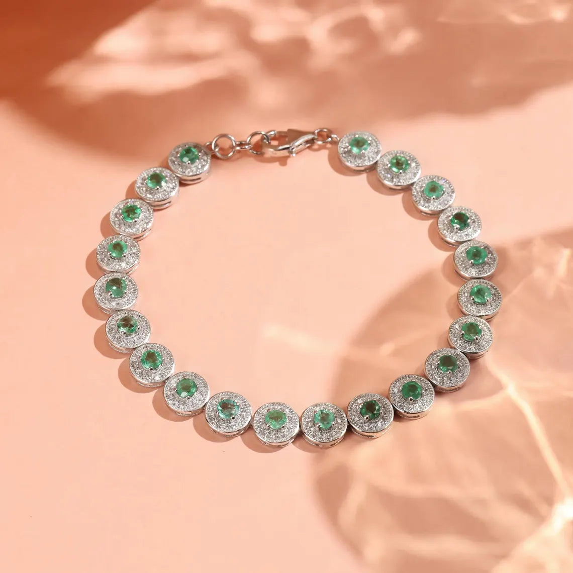 bratara tennis argint 925 rodiat cu smaralde lab grown si diamante cz albe