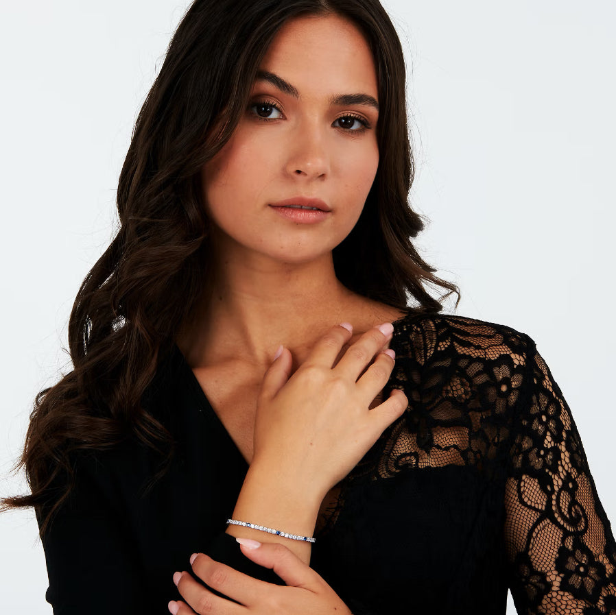 Bratara Tennis din Argint 925 Rodiat 2 mm cu Smaralde si Diamante CZ Albe Bratara Lasardo Gioielli