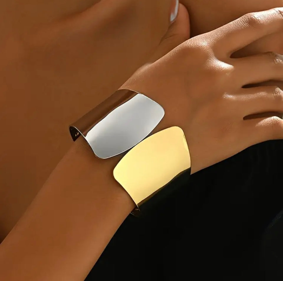 Bratara Fixa Auriu si Argintiu Yin and Yang Harmony Bratara Lasardo Gioielli