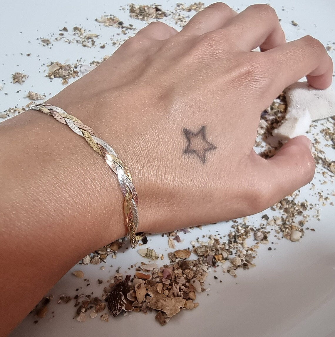 Bratara plata Herringbone impletita in 3 culori din argint 925 rodiat 6 mm Colier Lasardo Gioielli