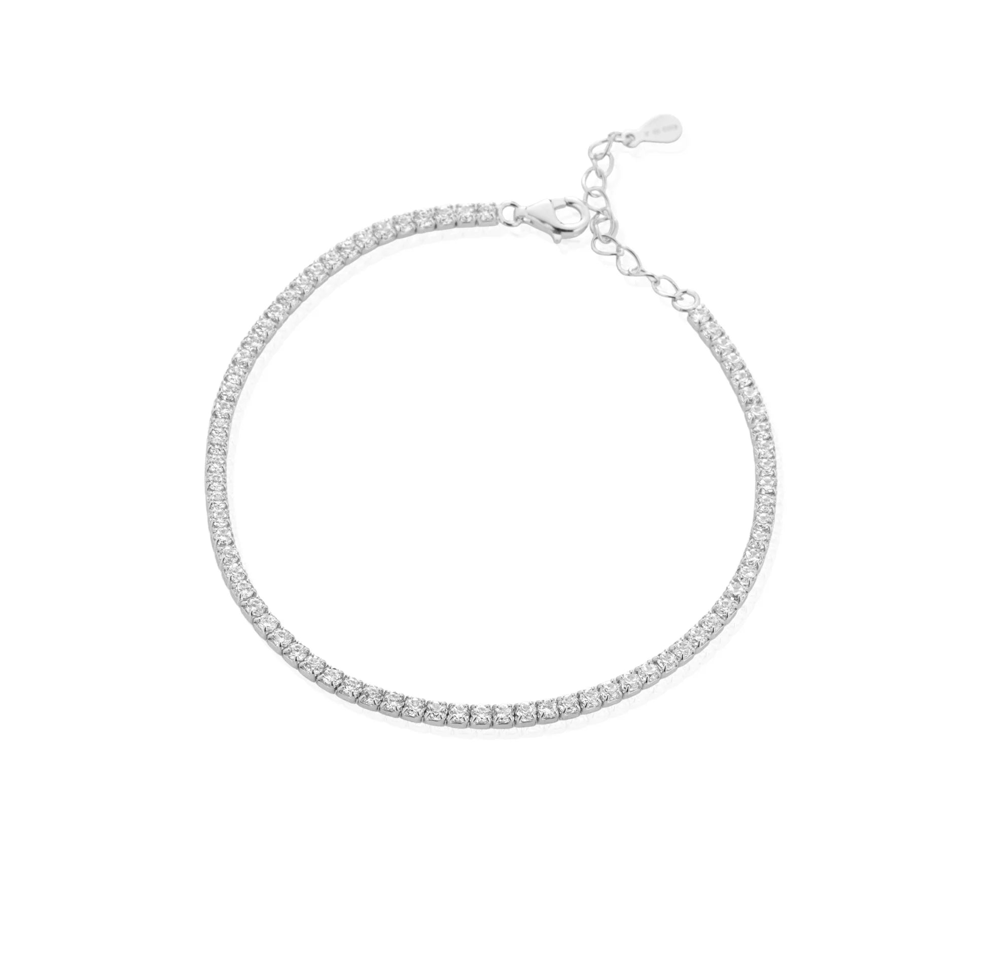 Bratara Tennis Argint 925 Rodiat 2 mm cu Diamante CZ Albe Round Cut Bratara Lasardo Gioielli