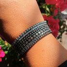 bratari tennis din argint 925 rodiat negru diamante cz albe diferite modele la mana