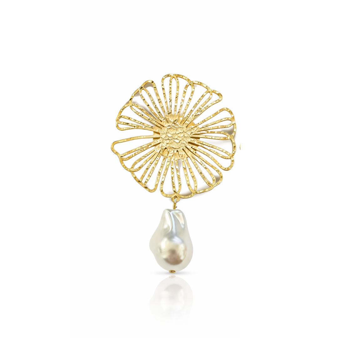 broasa aurie floare cu perla poza de produs