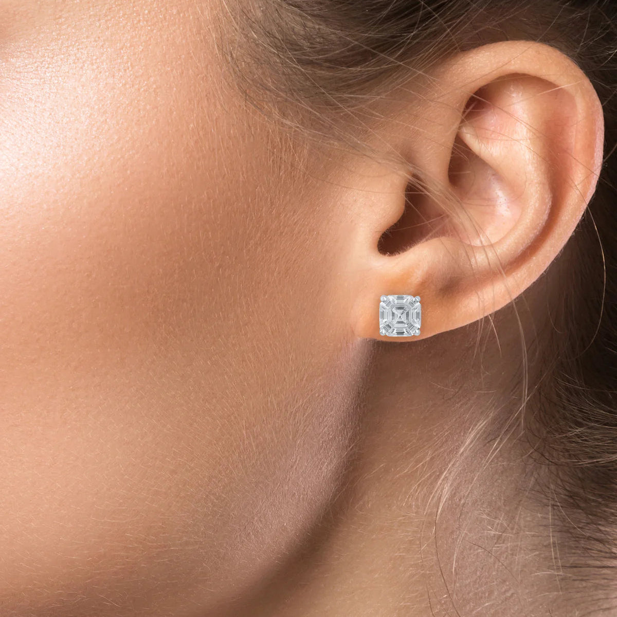 cercei punto luce argint 925 rodiat princess cut la ureche