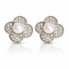 cercei argint 925 rodiat cu perle de cultura si diamante CZ albe, montate micropave