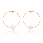 cercei rotunzi din argint 925 rodiat rose gold cu cristal alb