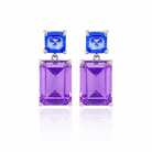 cercei superbi din argint 925 rodiat cu tanzanite