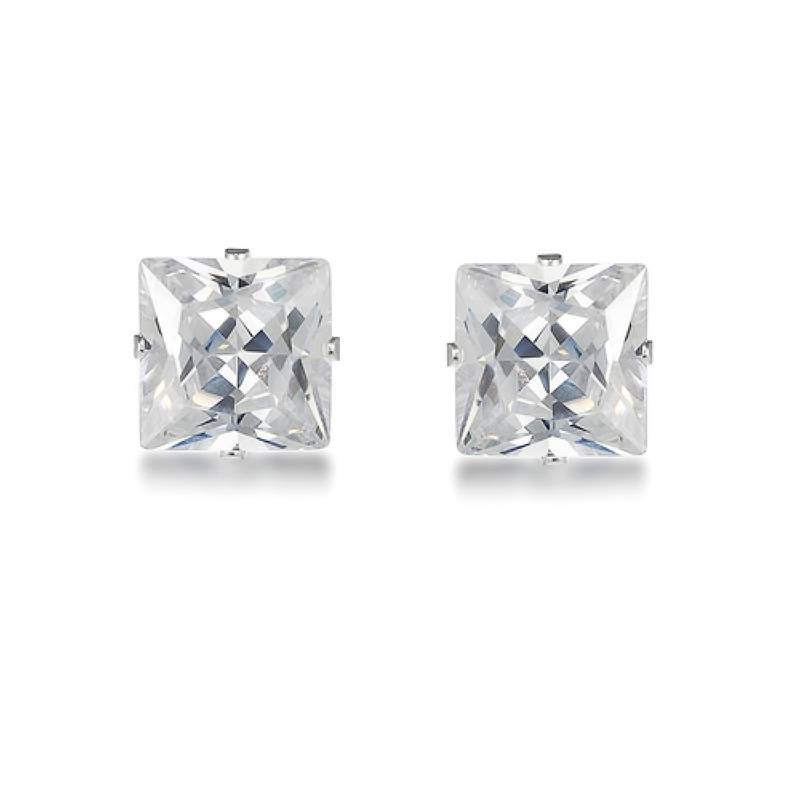 cercei punto luce argint 925 rodiat princess cut
