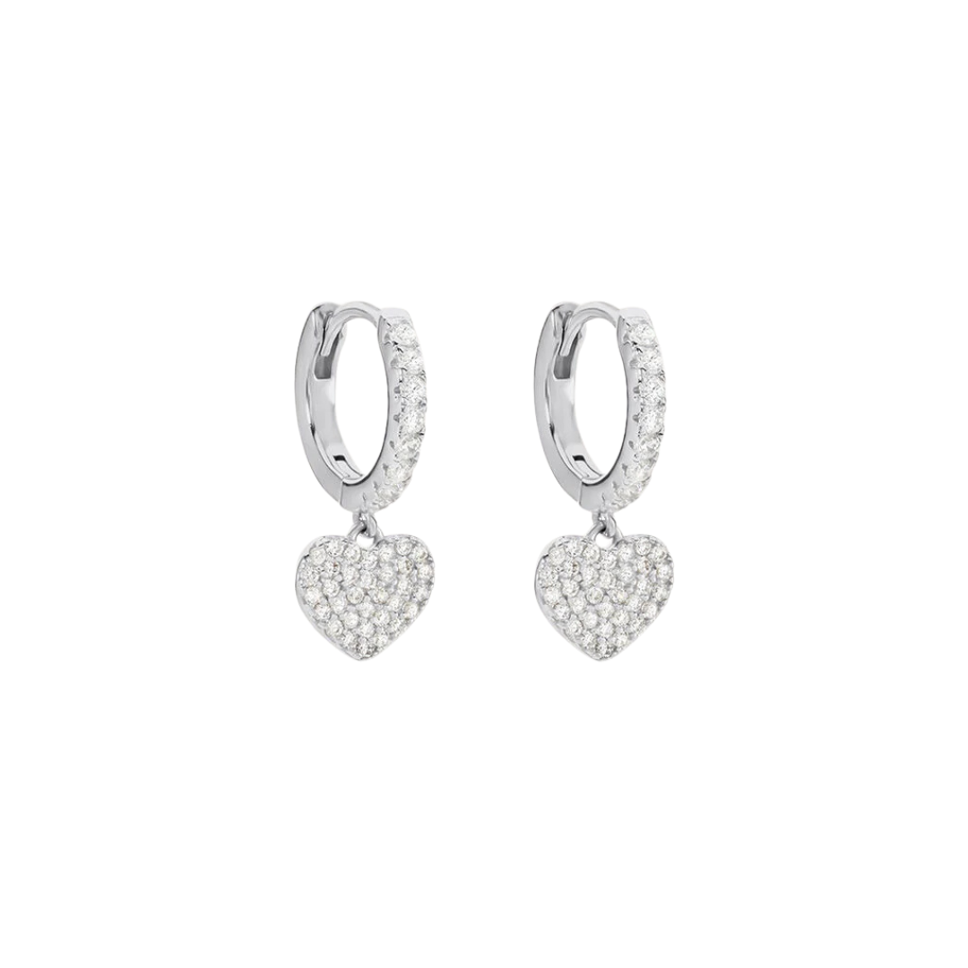 cercei din argint 925 rodiat cu tortita inimi diamante cz montate pave