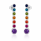 Cercei tennis liniari din argint 925 rodiat cu diamante CZ multicolore in sapte nuante diferite, taietura cipollina, colectia Lasardo Gioielli