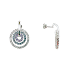 cercei argint cu 3 cercuri concentrice cu diamante cz albe, ametist si spinel inchidere cu surub