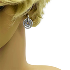 cercei argint cu 3 cercuri concentrice cu diamante cz albe, ametist si spinel la ureche