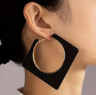 cercei negri square hoops