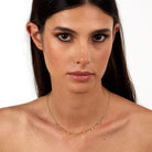 Colier din argint 925 rodiat auriu cu 7 diamante CZ albe, colectia Emily in Paris La Petite Story la gat