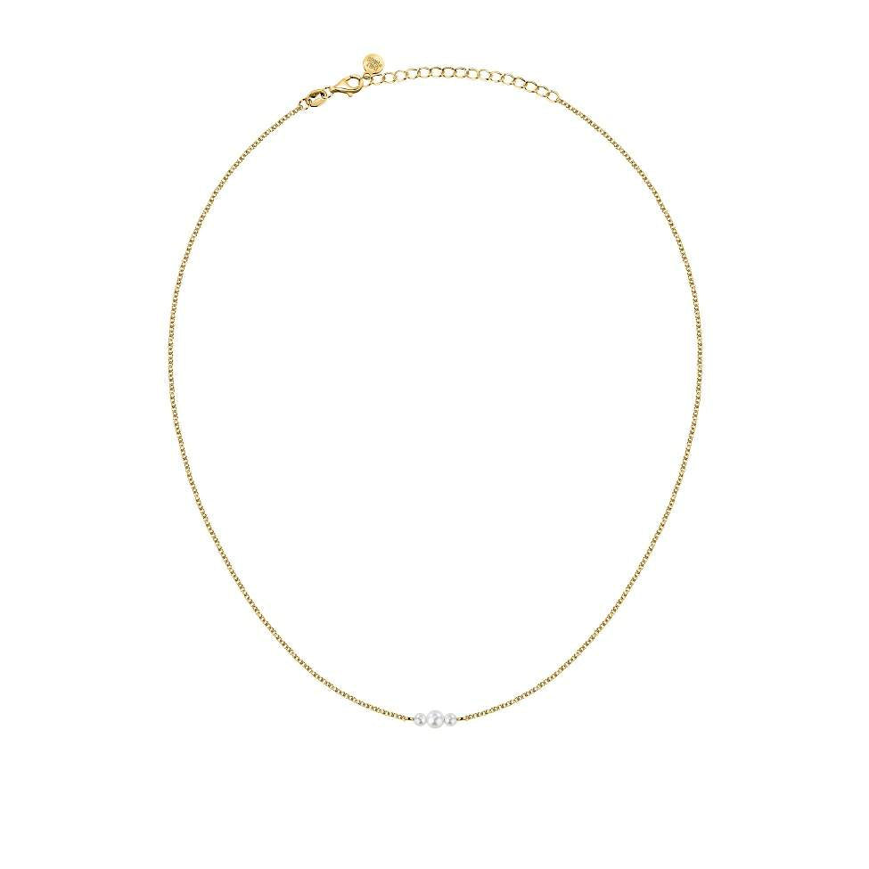 Colier din argint 925 rodiat auriu cu perle de cultura asimetrice, colectia Emily in Paris La Petite Story vedere de ansamblu