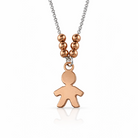  Colier fin din argint 925 cu pandantiv in forma de baietel rose gold si sfere decorative pe un lant argintiu rodiat.

