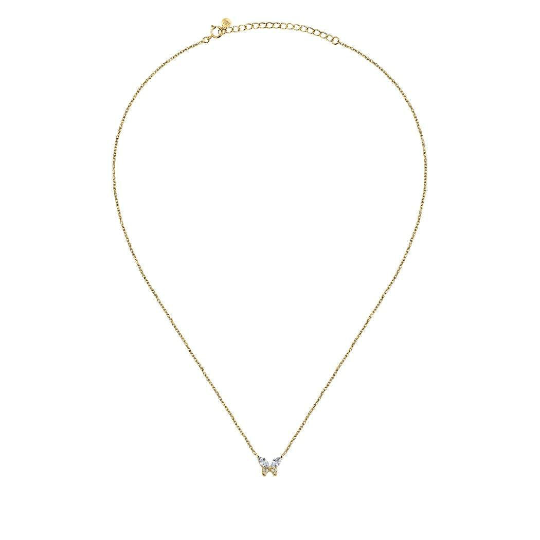 Colier din argint 925 rodiat auriu cu pandantiv fluture si diamante CZ albe, colectia Emily in Paris La Petite Story