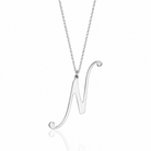  Colier din argint 925 rodiat cu pandantiv mare in forma literei N intr-un stil caligrafic elegant