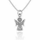 Colier din argint 925 rodiat cu pandantiv in forma de ingeras incrustat integral cu diamante CZ albe stralucitoare.
