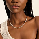 colier din argint 925 rodiat cu perle de cultura la gat