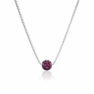  Colier din argint 925 rodiat cu lantisor fin tip venetian si pandantiv sfera acoperit complet cu cristale swarovski mov.