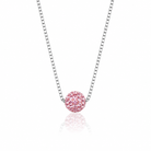  Colier din argint 925 rodiat cu lantisor fin tip venetian si pandantiv sfera acoperit complet cu cristale swarovski roz