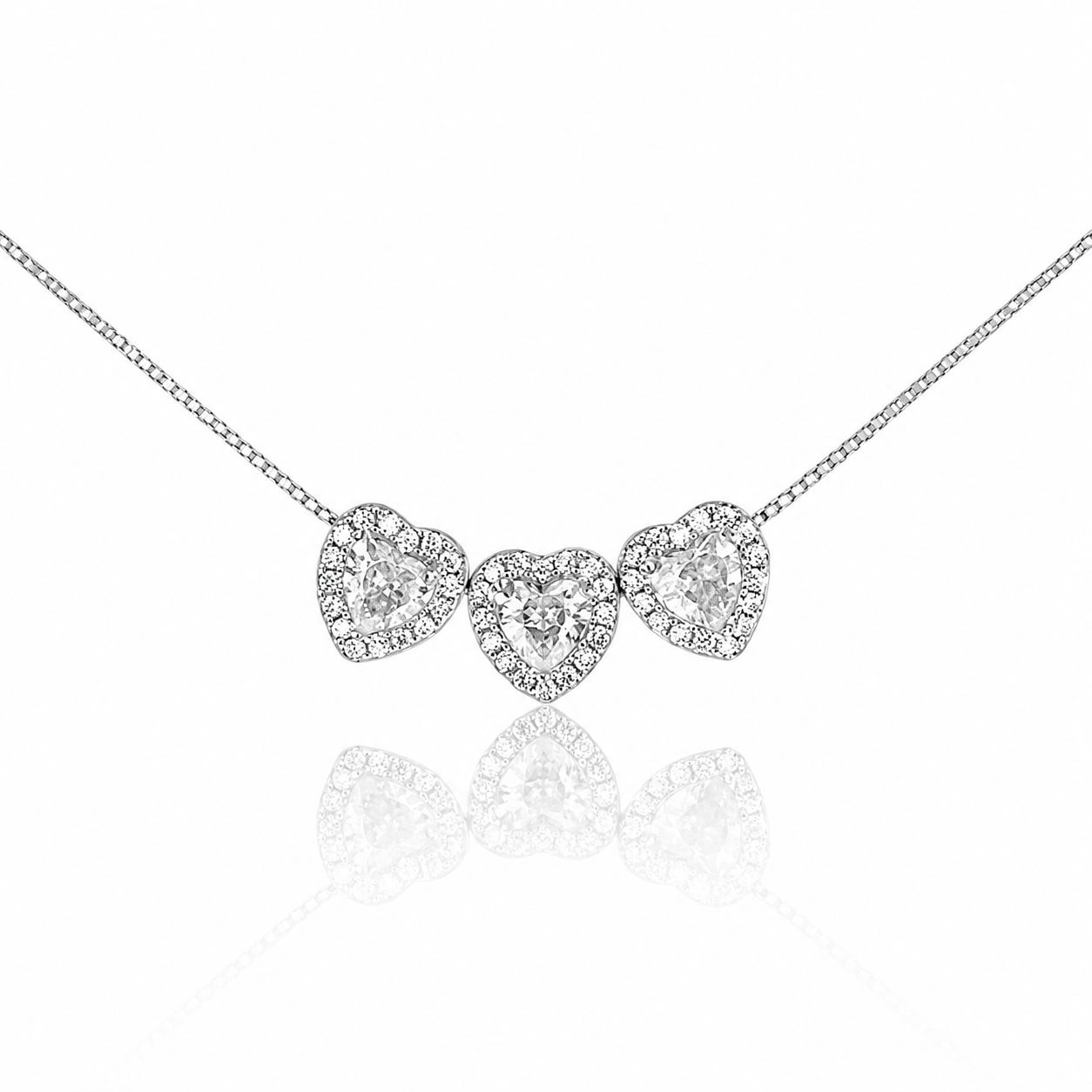 Colier Trilogy Hearts Din Argint 925 Rodiat Cu Diamante CZ 