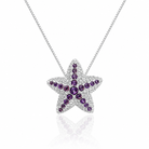Colier din argint 925 cu pandantiv in forma de stea de mare incrustat cu ametist mov si diamante cubic zirconia albe