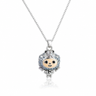Colier din argint 925 rodiat cu pandantiv figurina zodia Pesti, decorat cu cristale Swarovski albastre si detalii din email