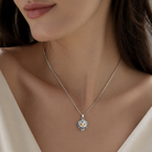 Colier din argint 925 rodiat cu pandantiv figurina zodia Pesti, decorat cu cristale Swarovski albastre si detalii din email, la gat