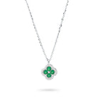 colier argint cu pandantoiv trifoi smaralde cz si diamante cz
