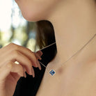 colier argint cu pandantiv trifoi cu spinel si diamante cz albe la gat