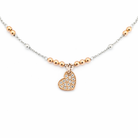 colier cu inimioara rose gold din argint 925 cu diamante CZ albe
