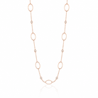 colier lung de 88 cm din argint 925 rose gold cu diamante CZ si elemente geometrice ovale