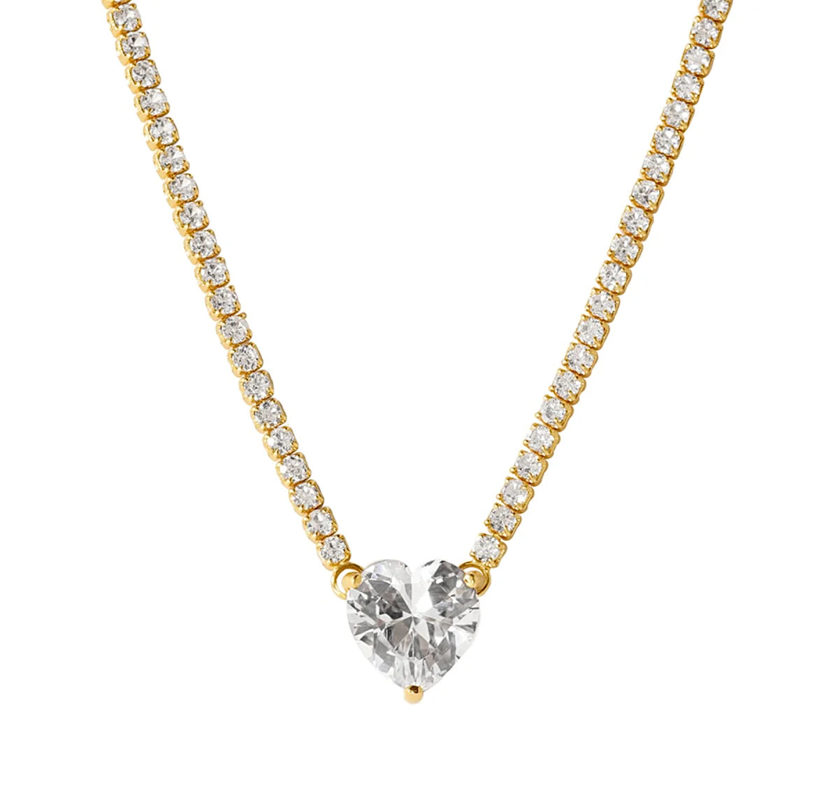 Colier Tennis din argint 925 rodiat auriu, cu inima si diamante CZ Colier Lasardo Gioielli