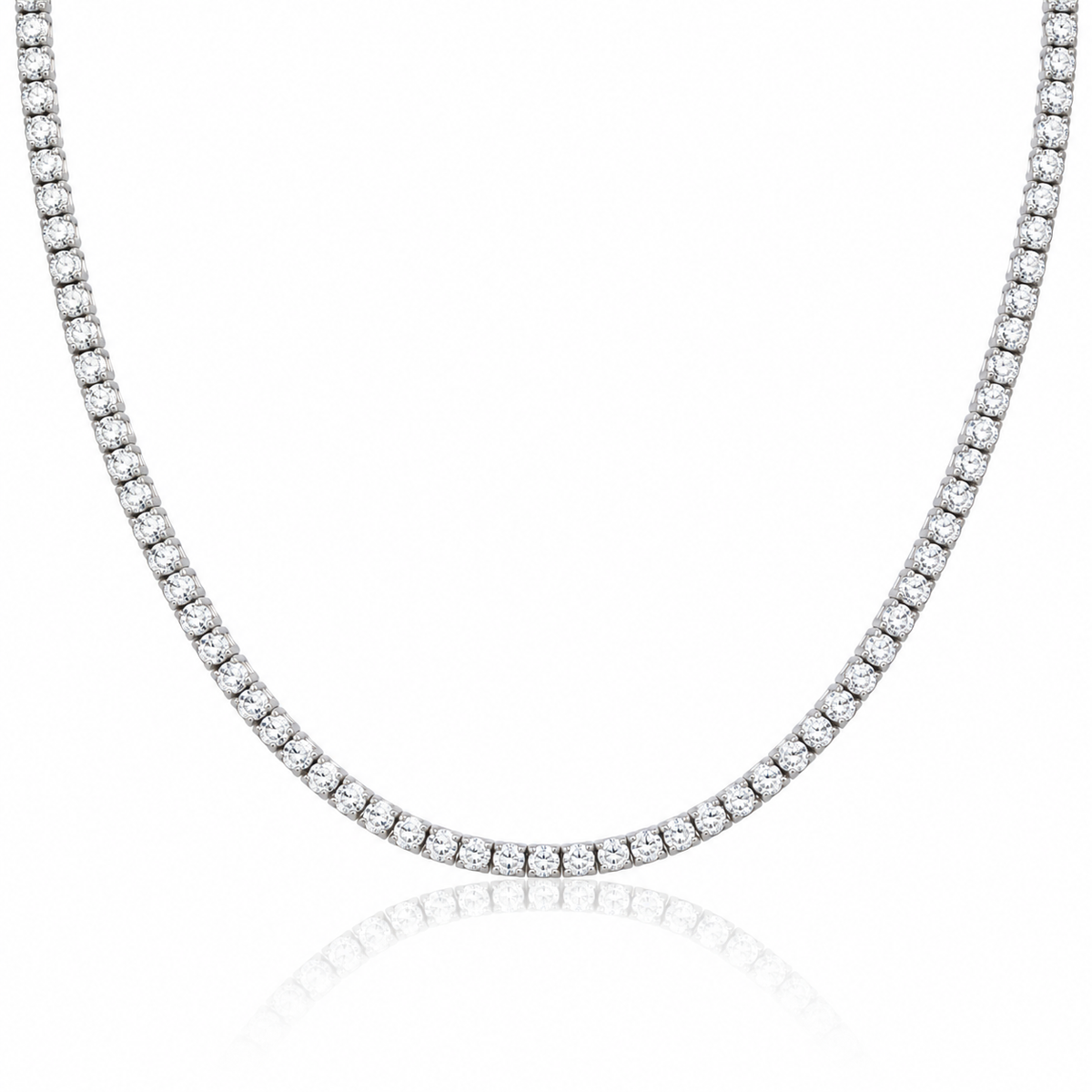 colier tennis argint 925 rodiat 2 mm cu diamante cz albe