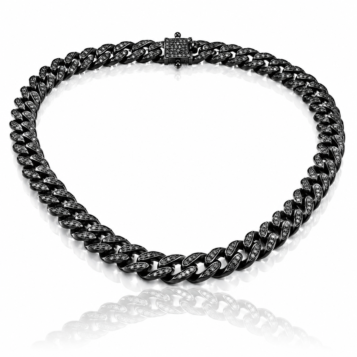colier tennis groumette din argint 925 rodiat negru cu diamante cz negre