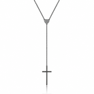 colier din argint 925 rodiat negru cu inima diamante cz albe si cruce 