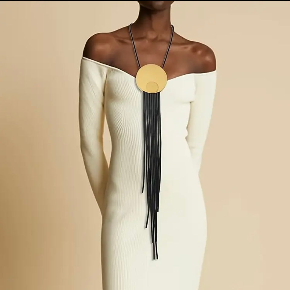 Colier Statement Auriu si Negru Opulent Eclipse Colier Lasardo Gioielli