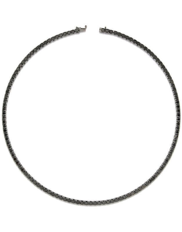 Colier Tennis din argint 925 rodiat negru cu Diamante CZ negre 3 mm Colier Lasardo Gioielli