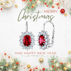 Cercei din argint 925 rodiat cu rubin si diamante CZ Cercei Lasardo Gioielli