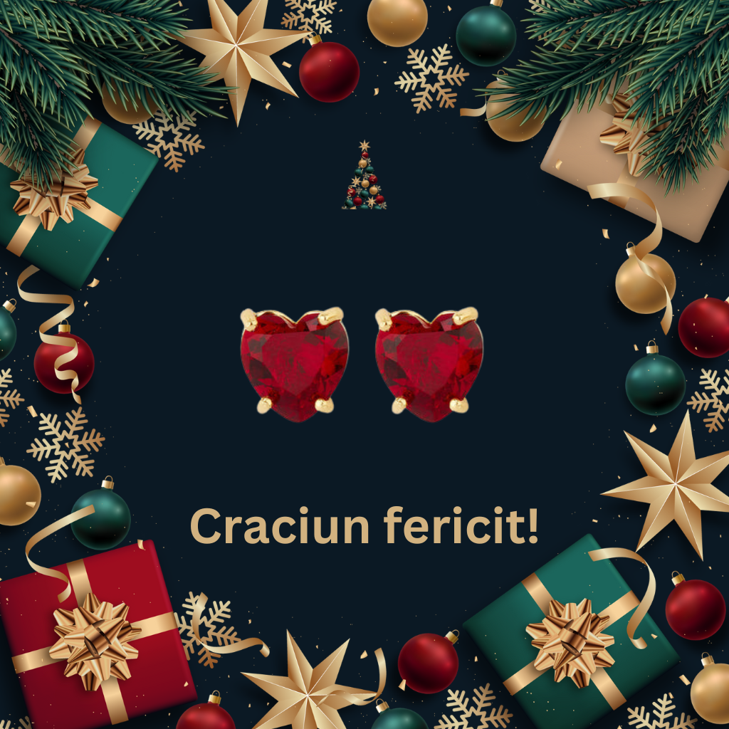 cercei argint inimi rosii